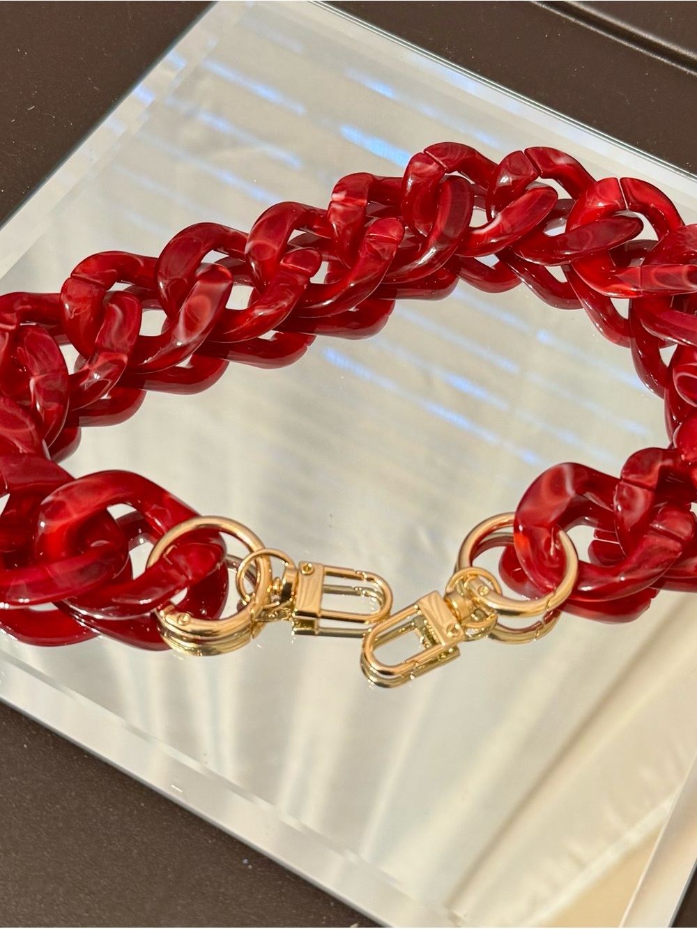 Brand New Deep Red Acrylic Handbag Chain